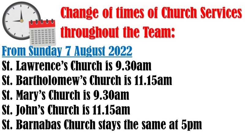 Change of Church services